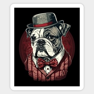 Hipster Bulldog Sticker